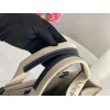 Chloe Woody Large Tote Bag in Linen Canvas with Navy Blue Leather