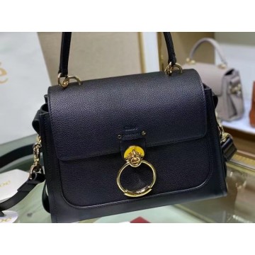 Chloe Small Tess Day Bag In Black Grained Leather Chloe Small Tess Day Bag In Black Grained Leather
