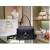 Chloe Small Tess Day Bag In Black Grained Leather