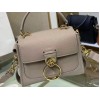 Chloe Mini Tess Day Bag In Grey Grained Leather