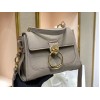 Chloe Mini Tess Day Bag In Grey Grained Leather