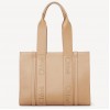 Chloe Woody Medium Tote Bag In Beige Calfskin