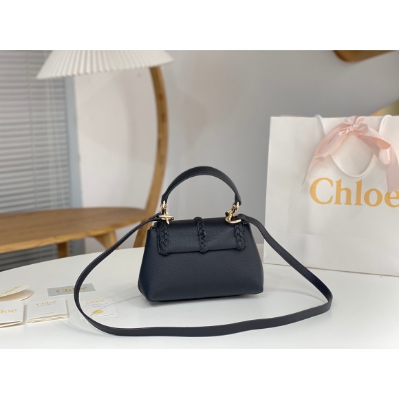 Chloe Penelope Mini Shoulder Bag in Black Grained Calfskin