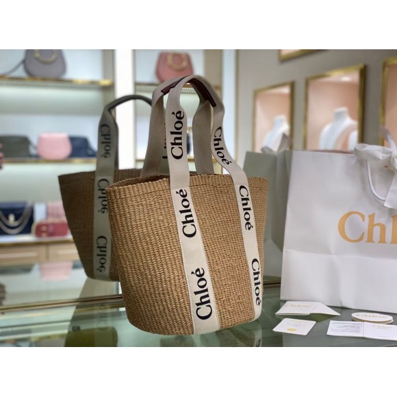 Chloe Large Woody Basket Bag In Hand-woven