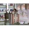 Chloe Small Woody Tote Bag in Canvas with Brown Leather Strips