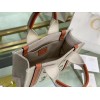 Chloe Small Woody Tote Bag in Canvas with Brown Leather Strips