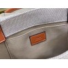 Chloe Small Woody Tote Bag in Canvas with Brown Leather Strips