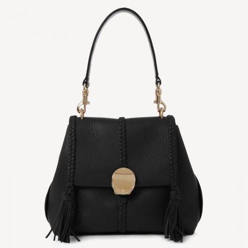 Chloe Penelope Small Shoulder Bag in Black Grained Calfskin