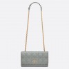Dior Caro Belt Pouch with Chain In Grey Calfskin