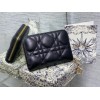 Dior Lady Dior Voyageur Small Coin Purse in Black Lambskin