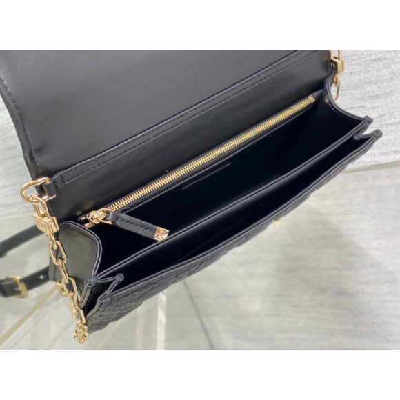 D*or miss D*or top handle bag in black cannage lambskin