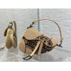 Dior Saddle Bag In Beige Jute Canvas with Dior Union Motif