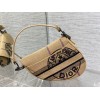 Dior Saddle Bag In Beige Jute Canvas with Dior Union Motif