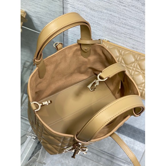 D*or toujours small bag in tan macrocannage calfskin