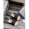 Dior Granville Espadrilles Sandals In Black Embroidered Cotton