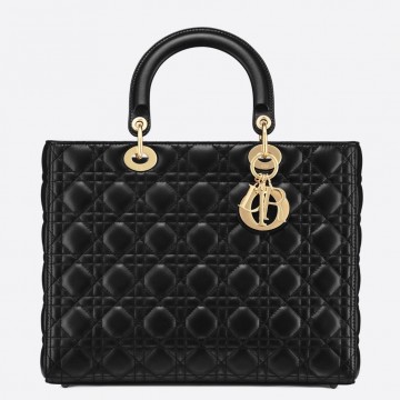 Dior Lady Dior Large Bag In Black Cannage Lambskin Dior Lady Dior Large Bag In Black Cannage Lambskin