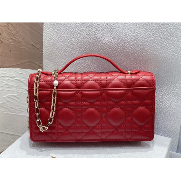 D*or miss D*or mini bag in red cannage lambskin