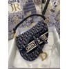 Dior Saddle Bag In Blue Velvet Oblique Embroidered