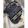Dior Saddle Bag In Blue Velvet Oblique Embroidered