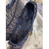 Dior Saddle Bag In Blue Velvet Oblique Embroidered