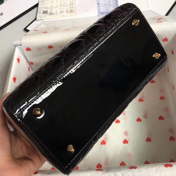 D*or lady D*or medium bag in black patent leather