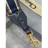 Dior Shoulder Strap with Ring in Blue Embroidery Canvas