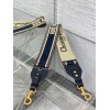 Dior Shoulder Strap with Ring in Blue Embroidery Canvas