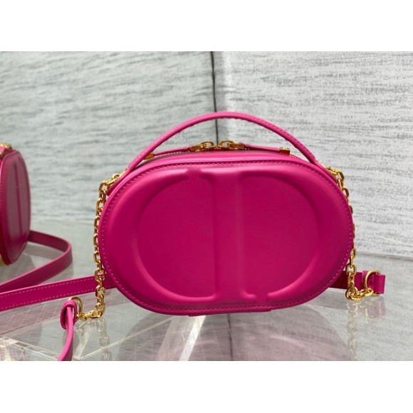 D*or cd signature oval camera bag in rani pink calfskin