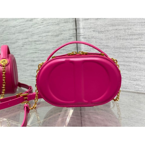 D*or cd signature oval camera bag in rani pink calfskin