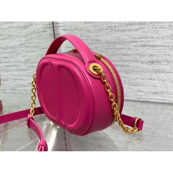 D*or cd signature oval camera bag in rani pink calfskin