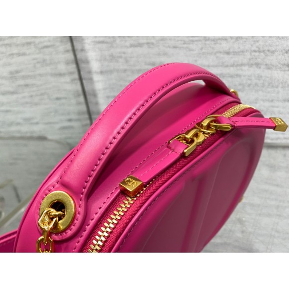 D*or cd signature oval camera bag in rani pink calfskin