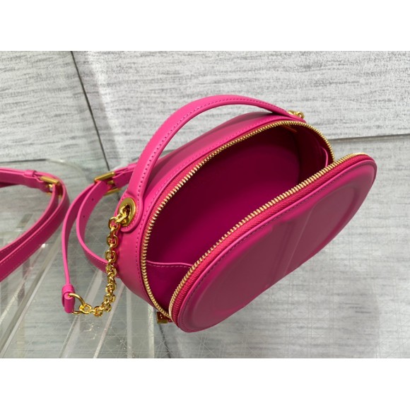 D*or cd signature oval camera bag in rani pink calfskin