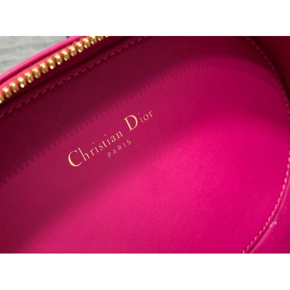 D*or cd signature oval camera bag in rani pink calfskin