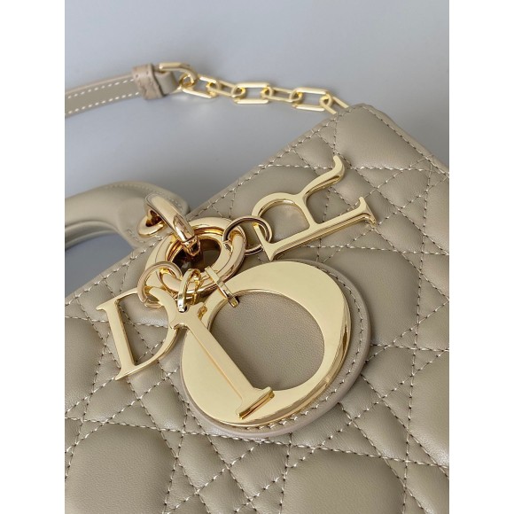 D*or lady d-joy medium bag in sand cannage lambskin