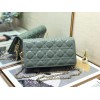 Dior Lady Dior Chain Pouch In Grey Patent Cannage Calfskin