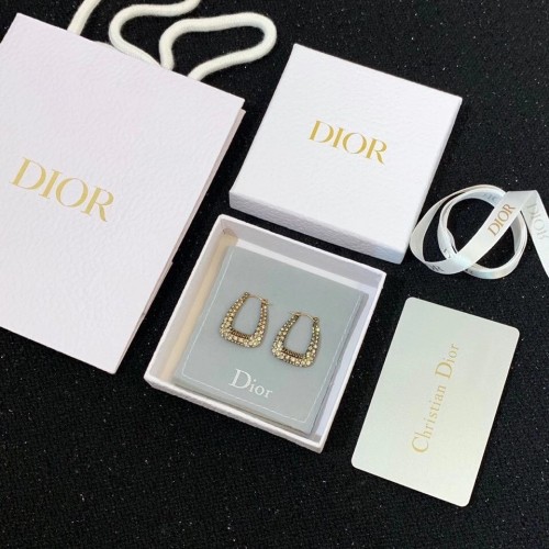 Dior J'Adior Hoop Earrings In Antique Gold Metal and Crystals