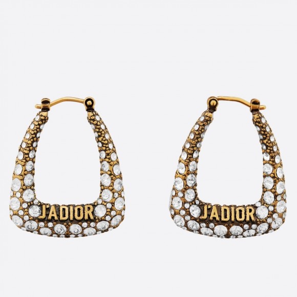 D*or j'aD*or hoop earrings in antique gold metal and crystals