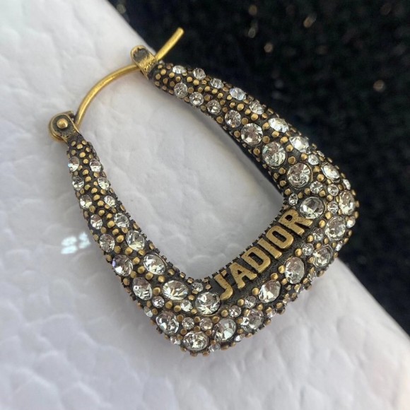 D*or j'aD*or hoop earrings in antique gold metal and crystals