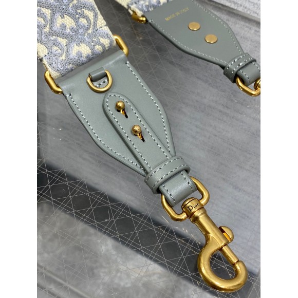 D*or shoulder strap with ring in gray oblique embroidery