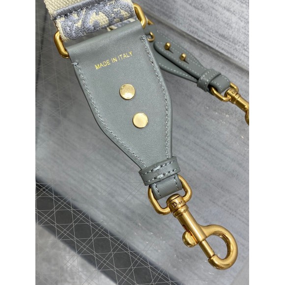 D*or shoulder strap with ring in gray oblique embroidery