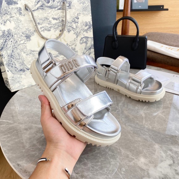 D*or D*oract sandals in silver laminated calfskin