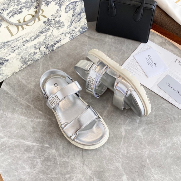 D*or D*oract sandals in silver laminated calfskin