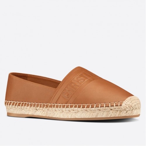 Dior Granville Espadrilles In Brown Embossed Lambskin