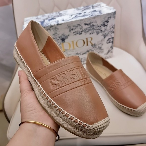 D*or granville espadrilles in brown embossed lambskin