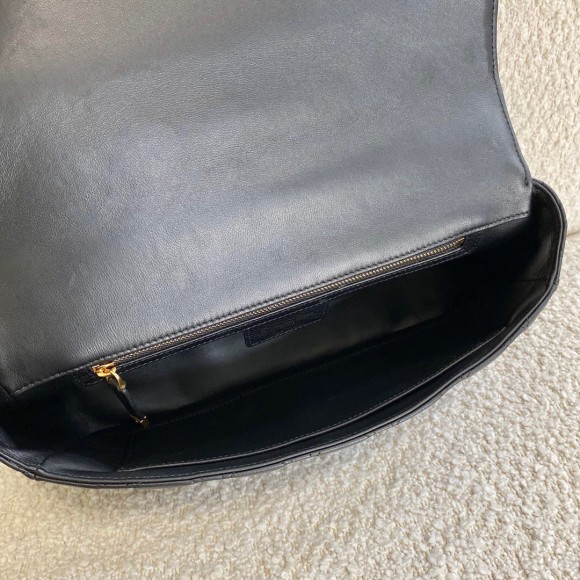 D*or caro large bag in black cannage calfskin