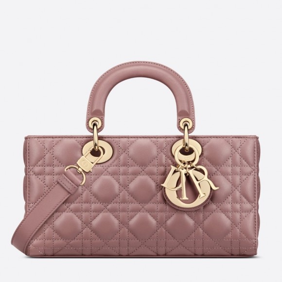 D*or lady d-joy medium bag in peony pink cannage lambskin