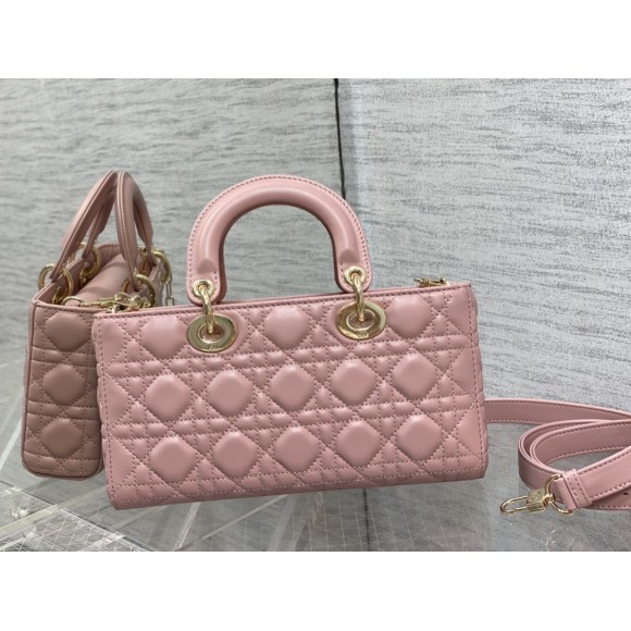 D*or lady d-joy medium bag in peony pink cannage lambskin