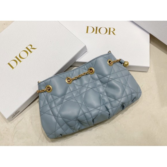 D*or ammi small bag in blue macrocannage lambskin