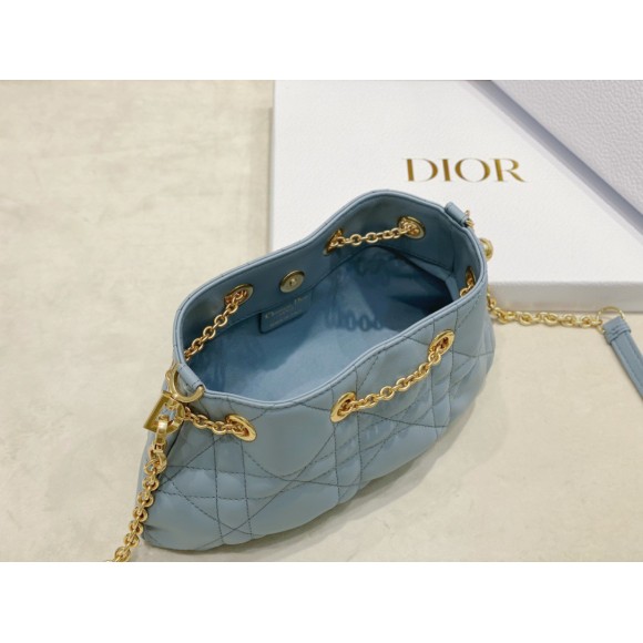 D*or ammi small bag in blue macrocannage lambskin