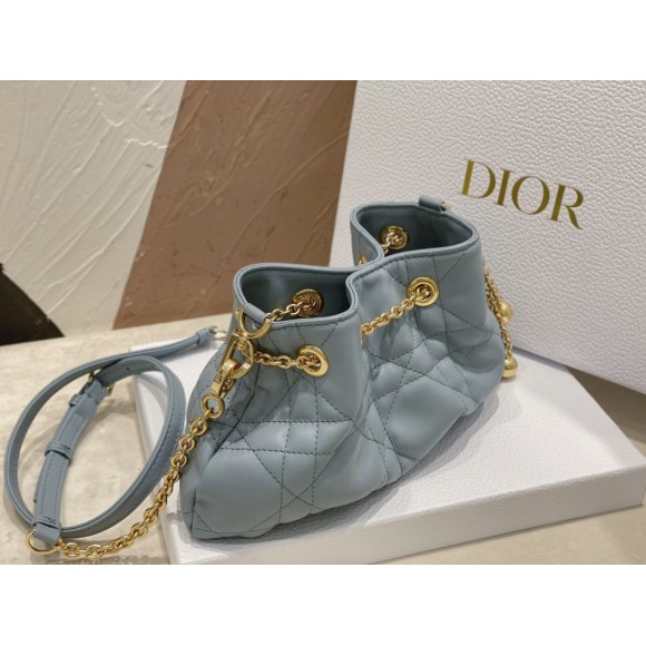 D*or ammi small bag in blue macrocannage lambskin